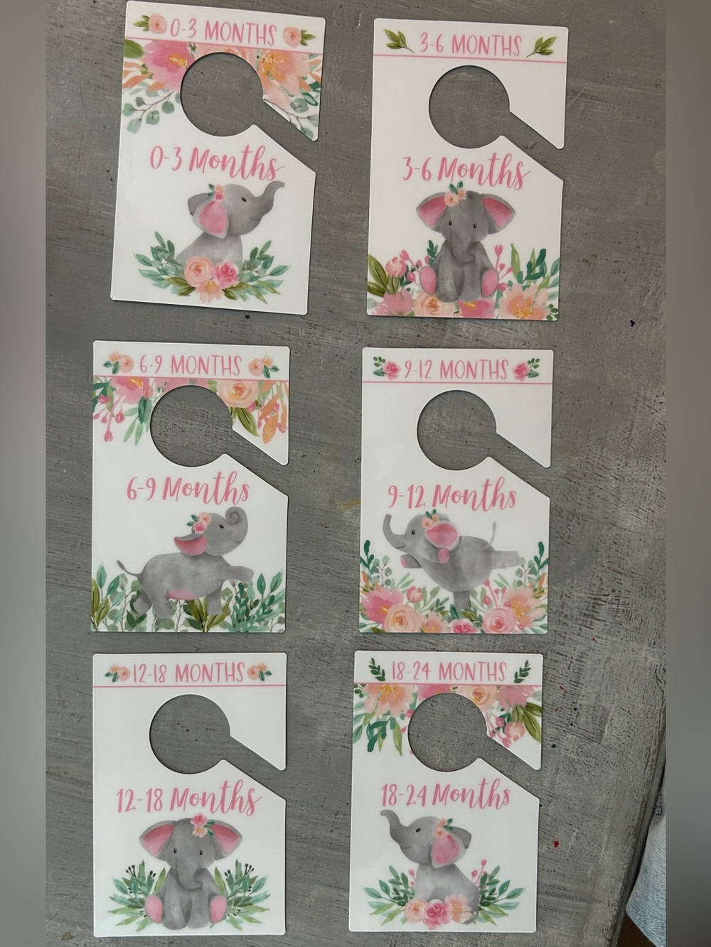 Baby Closet Dividers - Pink Floral Elephant (Set of 6)